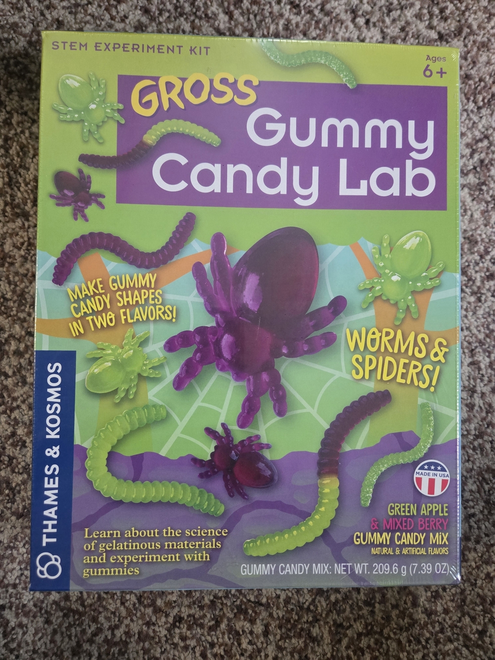 GROSS Gummy Candy Lab Worms & Spiders - Green Apple & Mixed Berry